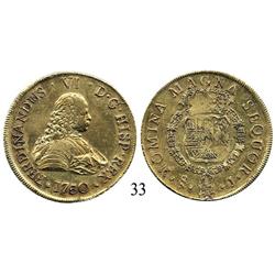 Santiago, Chile, bust 8 escudos, 1750J.