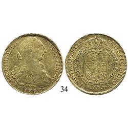 Santiago, Chile, bust 8 escudos, Charles IV, 1792DA.