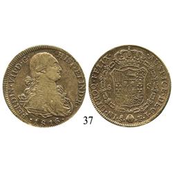 Santiago, Chile, bust 8 escudos, Ferdinand VII (bust of Charles IV), 1816FJ.