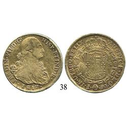 Santiago, Chile, bust 8 escudos, Ferdinand VII (bust of Charles IV), 1817FJ.