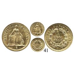 Santiago, Chile, un peso, 1860.