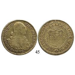 Popayán, Colombia, bust 8 escudos, Ferdinand VII (bust of Charles IV), 1812JF.