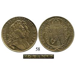 London, England, 5 guineas, William and Mary, 1692, QVINTO on edge.