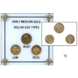 Presentation set of "EARLY MEXICAN GOLD DOLLAR SIZE TYPES" in hard-plastic case:  ½ escudo 1816JJ ("