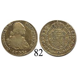 Madrid, Spain, bust 1 escudo, Charles IV, 1793MF.