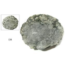 Round silver "splash" ingot #19 from the "Golden Fleece wreck" (ca. 1550).