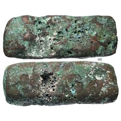 Rectangular copper bar for making Chinese bronze "cash" coins, from an unidentified Chinese wreck of