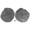 Image 1 : Seville, Spain, cob 8 reales, 1590/89, assayer Gothic P to left, rare.