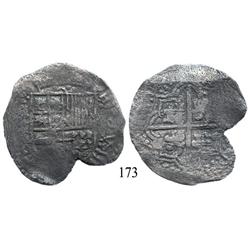 Potosí, Bolivia, cob 8 reales, Philip III, P-C (rare), Grade 1 (Grade-2 quality).