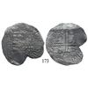 Image 1 : Potosí, Bolivia, cob 8 reales, Philip III, P-C (rare), Grade 1 (Grade-2 quality).