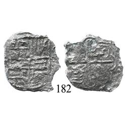 Potosí, Bolivia, cob 4 reales, Philip III or IV, assayer not visible, Grade 4.
