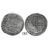 Image 1 : Potosí, Bolivia, cob 2 reales, Philip II, P-B (1st period, "Lima" style), Grade 2.