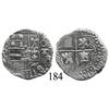 Image 1 : Potosí, Bolivia, cob 2 reales, assayer PAL to left, T punched over denomination oZ to right, very ra