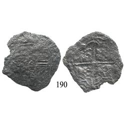 Potosí, Bolivia, cob 8 reales, Philip III or IV, assayer not visible, Grade 4.