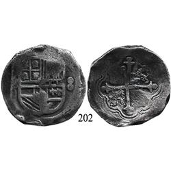 Mexico City, Mexico, cob 8 reales, Philip III or IV, assayer D.