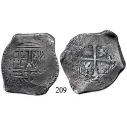 Mexico City, Mexico, cob 8 reales, Philip IV, (oMP), traces of canvas imprint on shield.