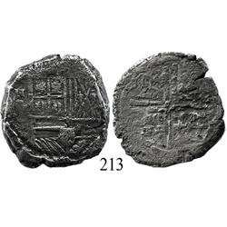 Cartagena, Colombia, cob 8 reales, Philip IV, NR-E to left (late 1620s), rare.