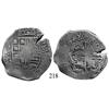 Image 1 : Potosí, Bolivia, cob 8 reales, 1649O, with pentagonal crowned-1652 countermark (rare) on cross.
