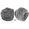 Image 1 : Potosí, Bolivia, cob 8 reales, 1650O, with crowned-L countermark on cross.