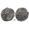 Image 1 : Potosí, Bolivia, cob 8 reales, 165(1)O, with crowned-O countermark (scarce) on cross.