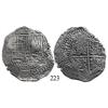 Image 1 : Potosí, Bolivia, cob 8 reales, 1651E, with crowned-•F• countermark (4-dot variety) on shield.