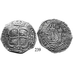 Potosí, Bolivia, cob 8 reales, 1652E (post-transitional).