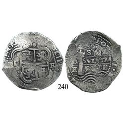 Potosí, Bolivia, cob 8 reales, 1652E (post-transitional).