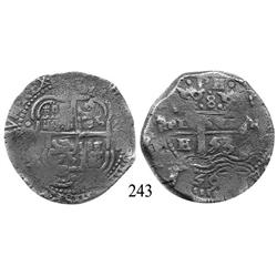 Potosí, Bolivia, cob 8 reales, 1653E.