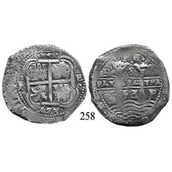 Potosí, Bolivia, cob 8 reales, 1653E.