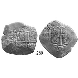 Potosí, Bolivia, cob 8 reales, 1668E.