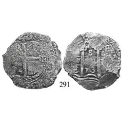 Potosí, Bolivia, cob 8 reales, 1673E.