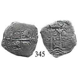 Potosí, Bolivia, cob 2 reales, 1658E.