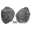 Image 1 : Potosí, Bolivia, cob 2 reales, 1676+77E, rare error with date as "776" below cross.