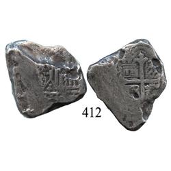 Mexico City, Mexico, cob 8 reales, Charles II, assayer not visible, 4R-sized cross.