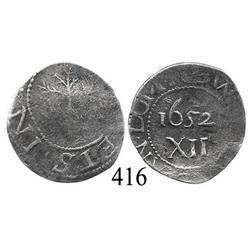 Massachusetts Bay Colony, oak tree shilling, 1652.