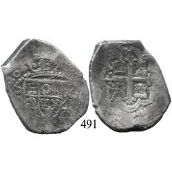 Mexico City, Mexico, cob 8 reales, (17)20(J), rare date.