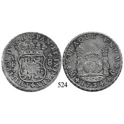 Mexico City, Mexico, pillar 8 reales, Philip V, 1734MF.