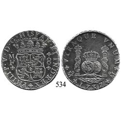 Mexico City, Mexico, pillar 8 reales, Philip V, 1737MF.
