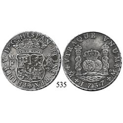 Mexico City, Mexico, pillar 8 reales, Philip V, 1737MF.