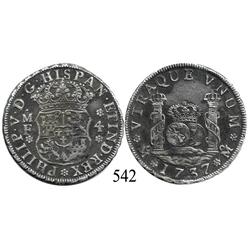 Mexico City, Mexico, pillar 4 reales, Philip V, 1737MF, choice.