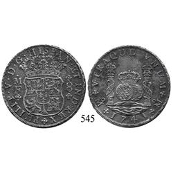 Mexico City, Mexico, pillar 8 reales, Philip V, 1741MF.