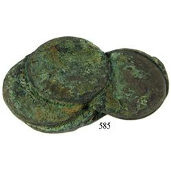 Clump of 6 Spanish Colonial bust 8 reales, Charles III.