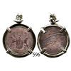 Image 1 : English East India Co. copper XX cash 1808, mounted in 14K gold necklace bezel.