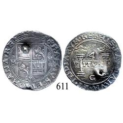 Mexico City, Mexico, 4 reales, Charles-Joanna, "Early Series," assayer G, with large, square hole fr