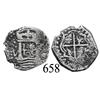 Image 1 : Lima, Peru, cob 1 real, 165(9)V, "Star of Lima" type.