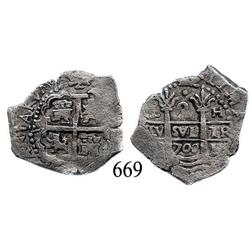 Lima, Peru, cob 2 reales, 1700H.
