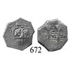 Image 1 : Lima, Peru, cob 1 real, 1684?V, struck overweight and cut down.