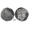 Image 1 : Potosí, Bolivia, cob 8 reales, Philip II, P-B (3rd period).
