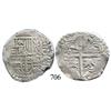 Image 1 : Potosí, Bolivia, cob 8 reales, Philip IV, assayer not visible (mid- to late 1620s), quadrants of cro