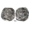 Image 1 : Potosí, Bolivia, cob 8 reales, Philip IV, P•TR• (large monogram, late 1630s to early 1640s), scarce.